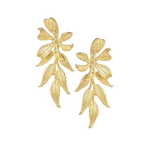 Statement Earring Studs Flower Power Gold Statement Earring Studs Flower Power Gold