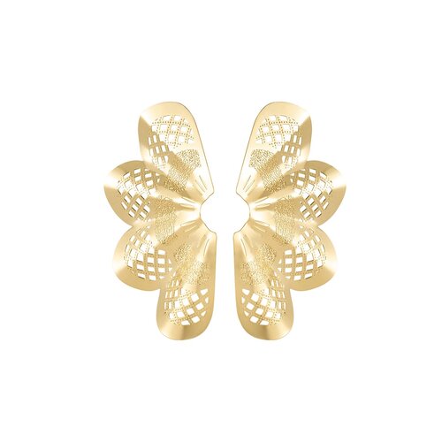 Ear Stud Half Flower With Print Gold Ear Stud Half Flower With Print Gold