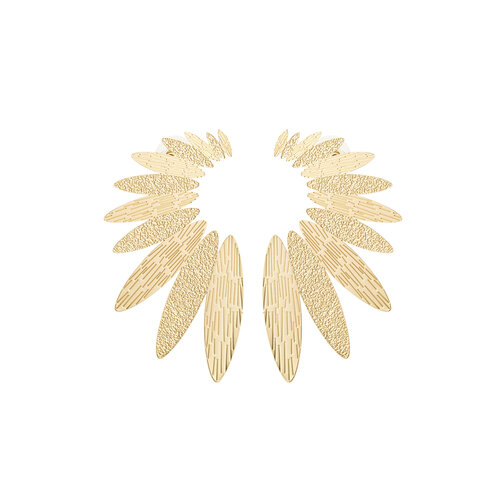 Statement Earrings Studs Half Flower Gold Statement Earrings Studs Half Flower Gold