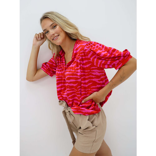 Zebra Print Blouse Red Zebra Print Blouse Red