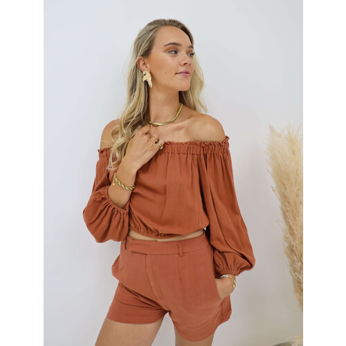 Linnen Off Shoulder Top Rust Linnen Off Shoulder Top Rust