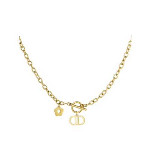 Link Chain The Good Life With Flower Gold Link Chain The Good Life With Flower Gold