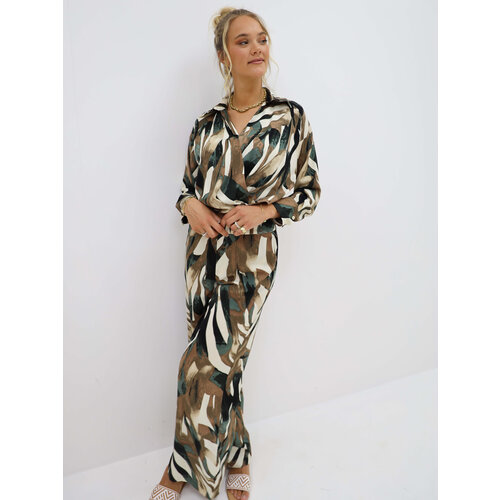 Wijde Print Broek Bruin Wijde Print Broek Bruin