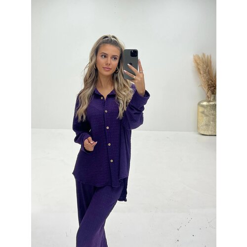 Basic Button Blouse Purple Basic Button Blouse Purple