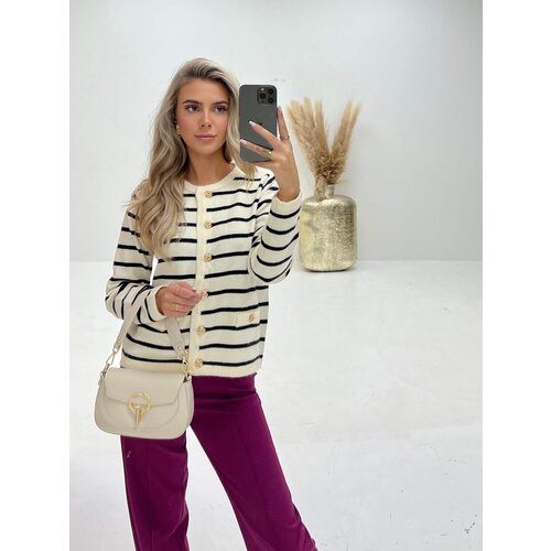 Striped Cardigan Ecru Striped Cardigan Ecru