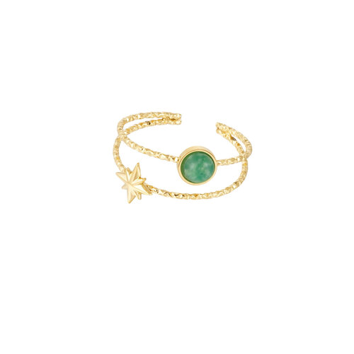 Dubbele Ring Natuursteen En Ster Groen Goud Dubbele Ring Natuursteen En Ster Groen Goud