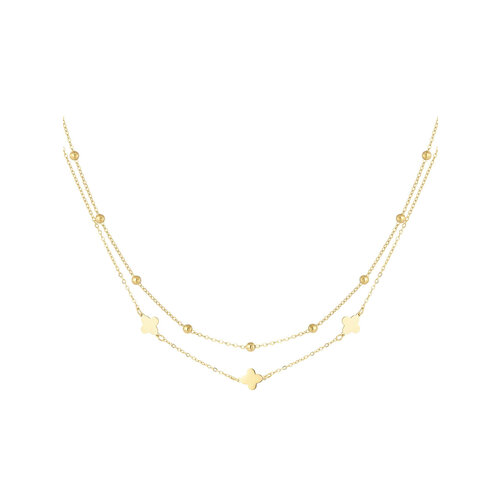 Necklace Double Clover/Balls Gold Necklace Double Clover/Balls Gold