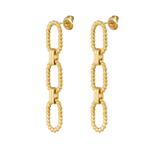 Chain Earrings Ribbed Gold Chain Earrings Ribbed Gold