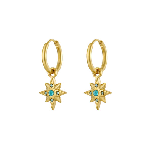 Earrings Star With Stones Gold/Blue Earrings Star With Stones Gold/Blue