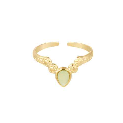 Ring V-Shape With Stone Green Ring V-Shape With Stone Green