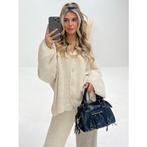 Knitted Button Cardigan Beige Knitted Button Cardigan Beige