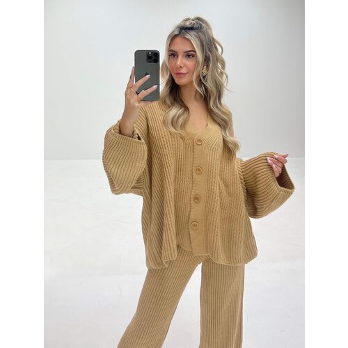 Knitted Button Cardigan Camel Knitted Button Cardigan Camel