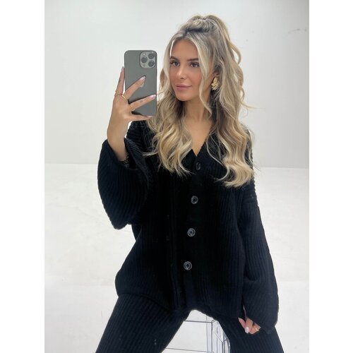 Knitted Button Cardigan Black Knitted Button Cardigan Black