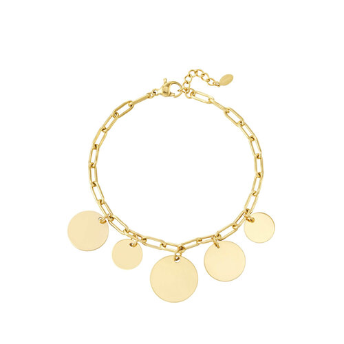 Link Bracelet With Circles Gold Link Bracelet With Circles Gold