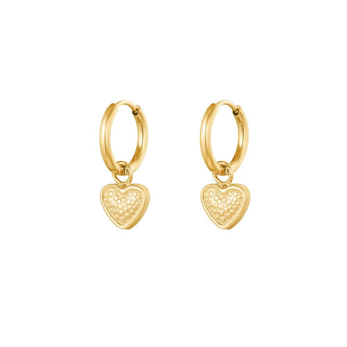 Oorbellen Hart Met Print Goud Oorbellen Hart Met Print Goud
