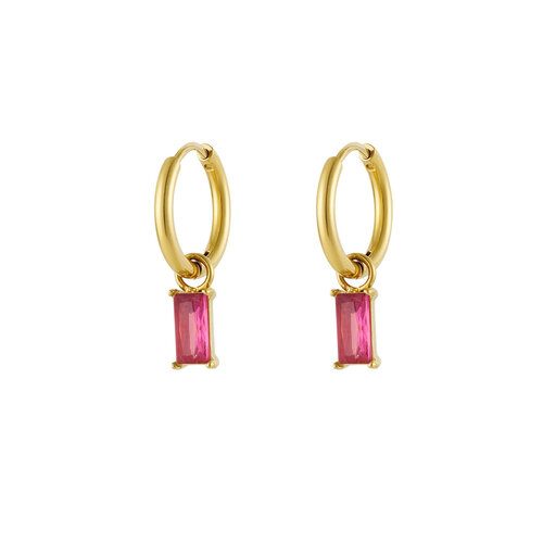 Oorbellen Langwerpige Steen Goud/Roze Oorbellen Langwerpige Steen Goud/Roze