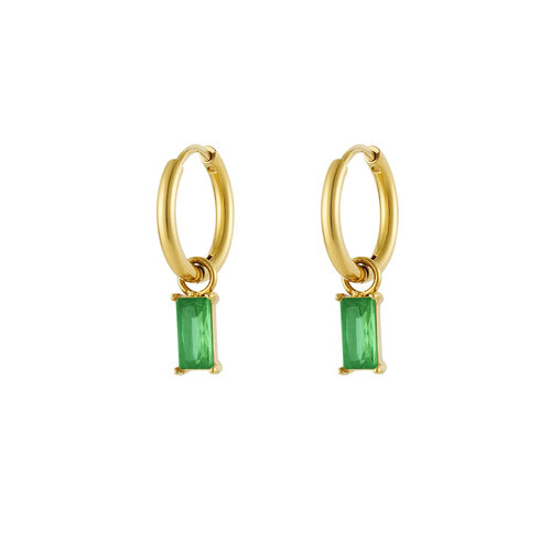 Oorbellen Langwerpige Steen Goud/Groen Oorbellen Langwerpige Steen Goud/Groen
