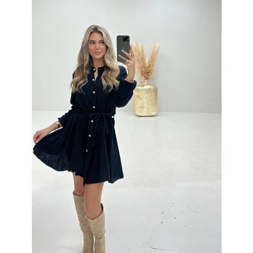 Long Sleeve Tetra Dress Black Long Sleeve Tetra Dress Black