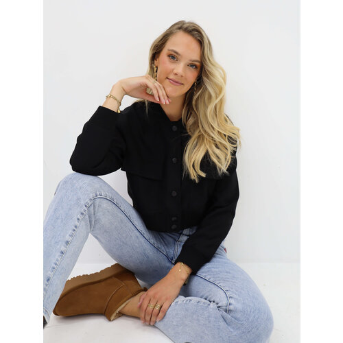 Cropped Bomber Jacket Black Cropped Bomber Jacket Black