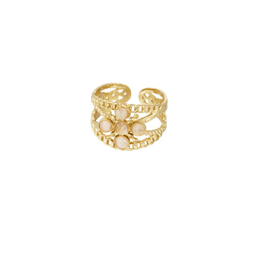 Ring Layers Cross With Stone Gold Ring Layers Cross With Stone Gold