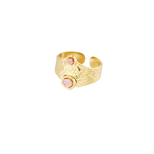 Robust Ring With Double Stone Gold Robust Ring With Double Stone Gold
