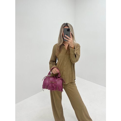 Lange Mouwen Plissé Blouse Camel Lange Mouwen Plissé Blouse Camel