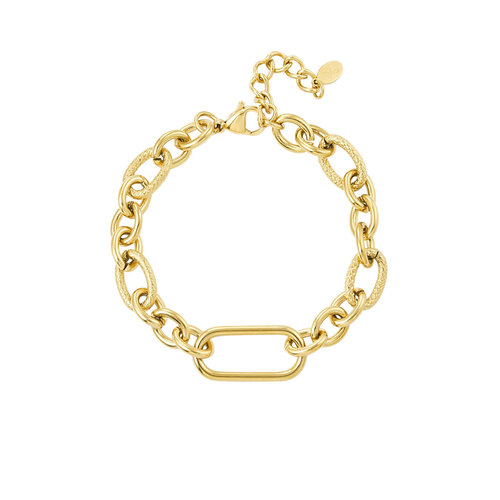 Link Bracelet Rectangular Detail Gold Link Bracelet Rectangular Detail Gold