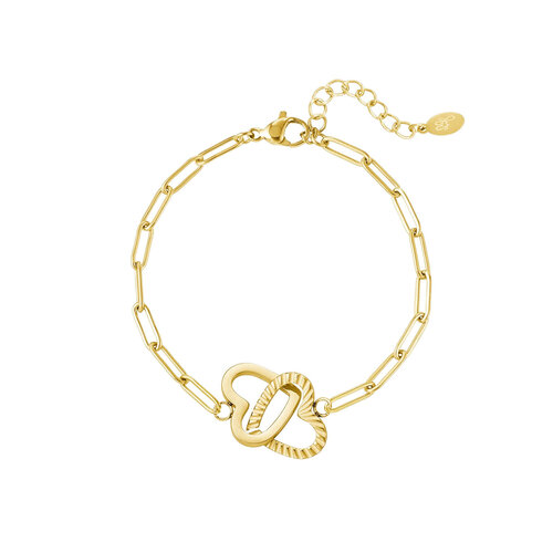 Link Bracelet Linked Hearts Stainless Steel Gold Link Bracelet Linked Hearts Stainless Steel Gold