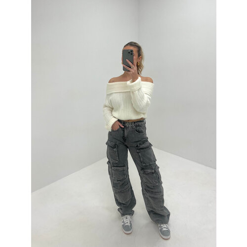 Wide Cargo Pants Pockets Grey Wide Cargo Pants Pockets Grey