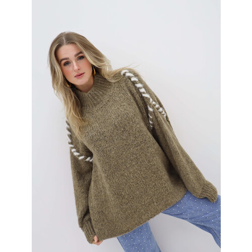 Stitched Trui Taupe Stitched Trui Taupe