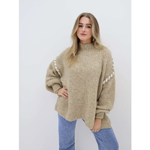 Stitched Trui Beige Stitched Trui Beige