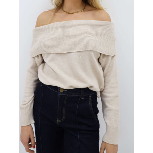 Aria Off Shoulder Sweater Beige Aria Off Shoulder Sweater Beige