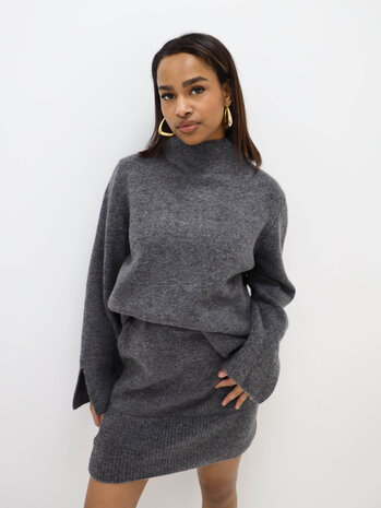 Gebreide Oversized Trui Donker Grijs LADYLIKE FASHION