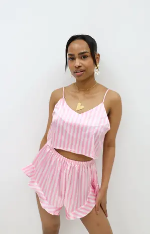 Pink stripe pyjama set sale
