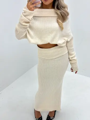 High neck top with long skirt deals