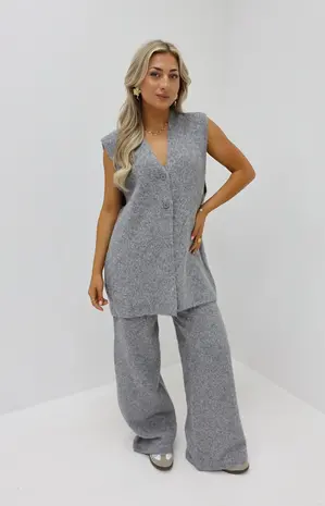 Straight Wool Pants Grey - LADYLIKE FASHION