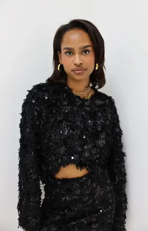 Black shimmer top sale