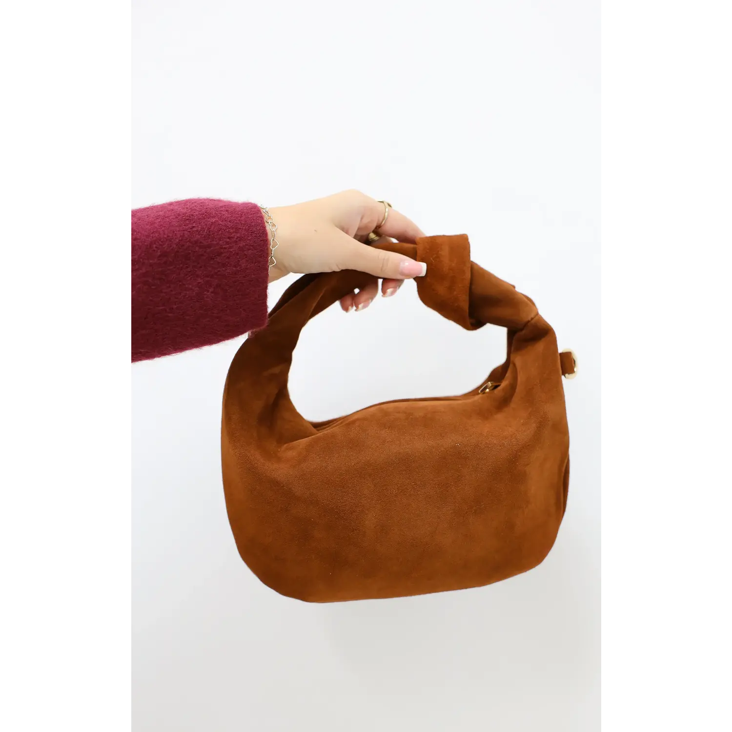 Suede Knoop Tas Cognac LADYLIKE FASHION