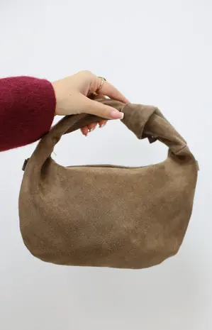Suede Knoop Tas Taupe LADYLIKE FASHION