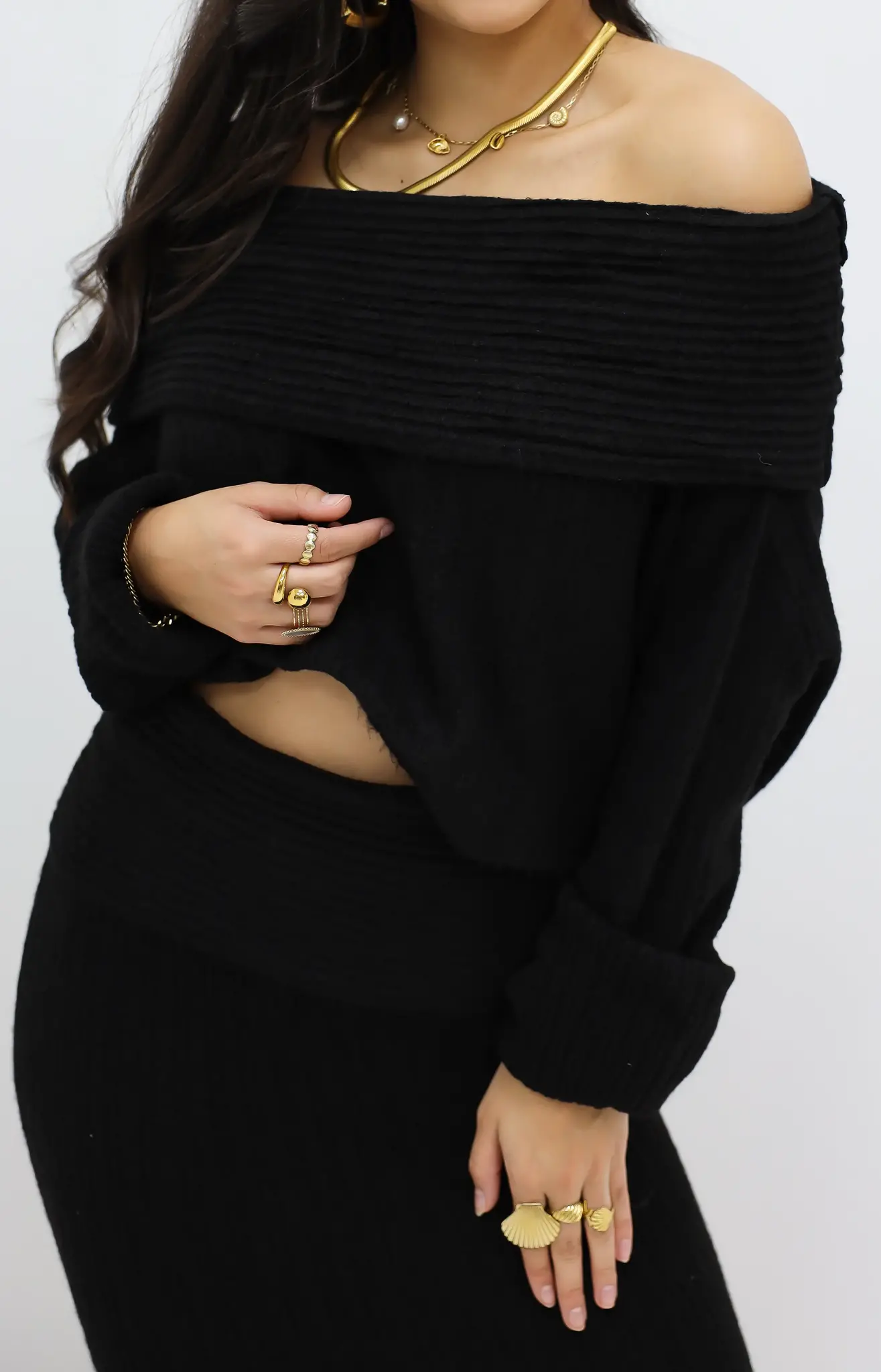 Zwarte off shoulder trui sale