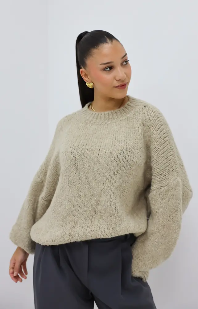 Oversized trui beige sale