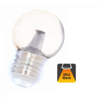 E27 1,5w Bol Lamp, 90 Lumen, Transparante Kap met lens