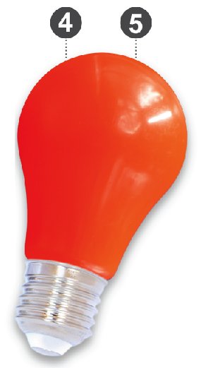 E27 LED Bollamp Rood, foto 5 van 6