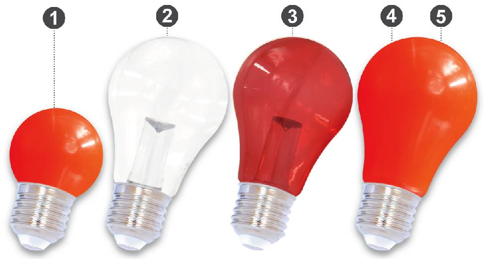 E27 LED Bollamp Rood, foto 2 van 6