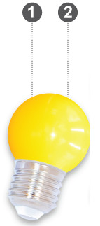 E27 LED Bollamp Geel