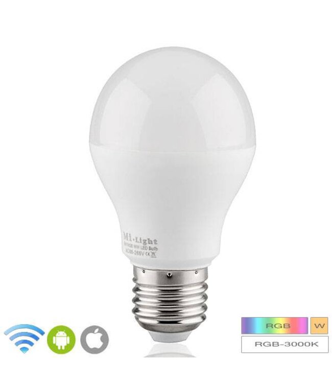 MiBoxer E27 6w RGB + CCT, 2.4 Ghz, 550 Lumen, 2 Jaar Garantie - 	FUT014