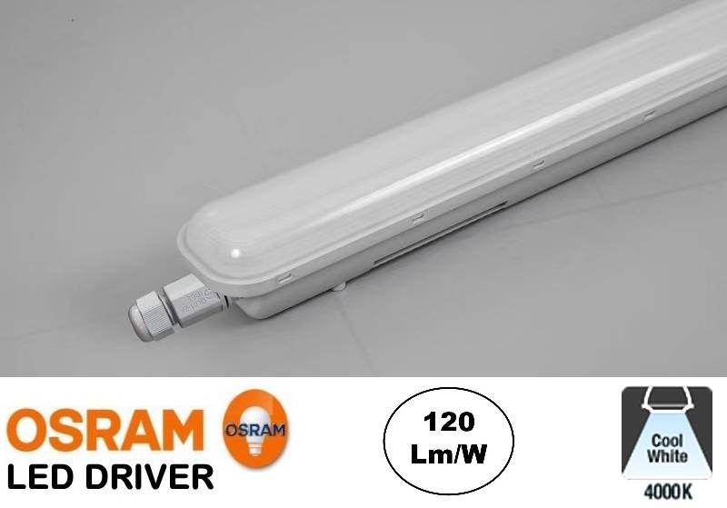 UITVERKOOP: Led Tri Proof 63cm, 24w, 2880 Lumen (120lm/w), Koppelbaar, Osram LED Driver, IP65