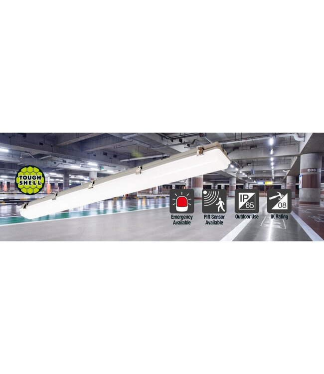 UITVERKOOP: Toughshell LED Batten 120cm, 45w, 5400Lm (120lm/w), Tridonic Driver, IP65, IK08, 3 Jaar Garantie
