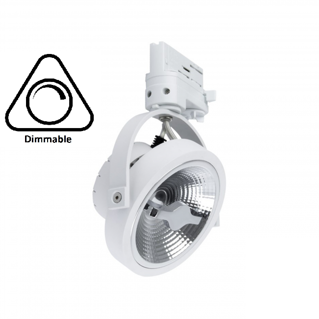 3 Fase Rail Spot AR111, 15w, 800 Lumen, Dimbaar, Wit Armatuur, 3 Jaar Garantie, foto 2 van 6