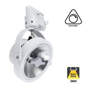 3 Fase Rail Spot AR111, 15w, 800 Lumen, Dimbaar, Wit Armatuur, 3 Jaar Garantie